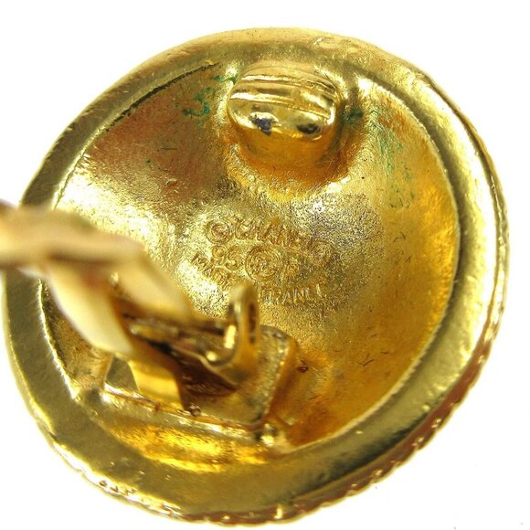 Chanel Button Earrings Clip-On Gold 95P - Picture 4 of 4